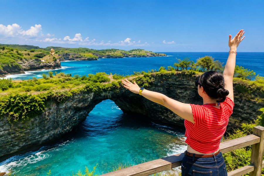 Broken Beach natural rock arch on the West Nusa Penida island tour